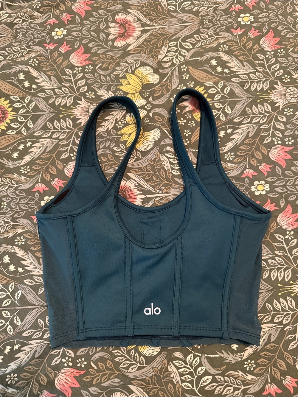 Alo yoga Airbrush Mesh Corset Tank Top 13” flat XS/S Teal - Picture 3 of 4